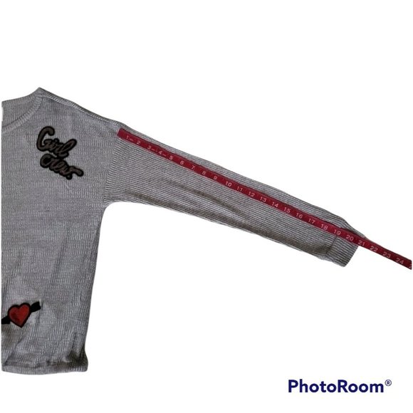 H&M Divided Women's Embroidered Gray Rib-Knit Pullover Sweatshirt Size Medium - Picture 12 of 15